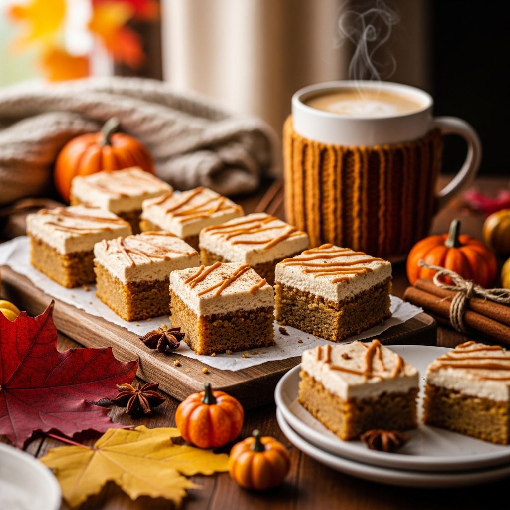 Indulge in the cozy fusion of pumpkin spice and latte flavors with these irresistible bars that capture fall's essence in every bite.