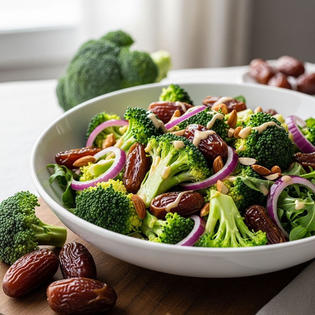 Discover the perfect blend of crunchy broccoli, sweet dates, and nuts in vibrant salads that elevate any meal with bold flavors and nutrition.