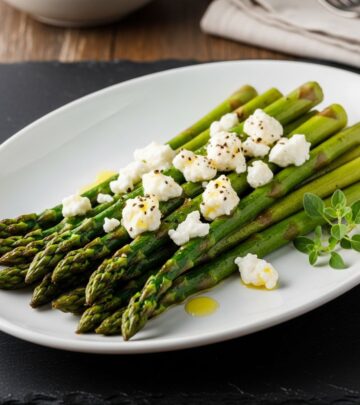 Discover a simple yet elegant dish featuring tender broiled asparagus topped with creamy goat cheese for an unforgettable side.