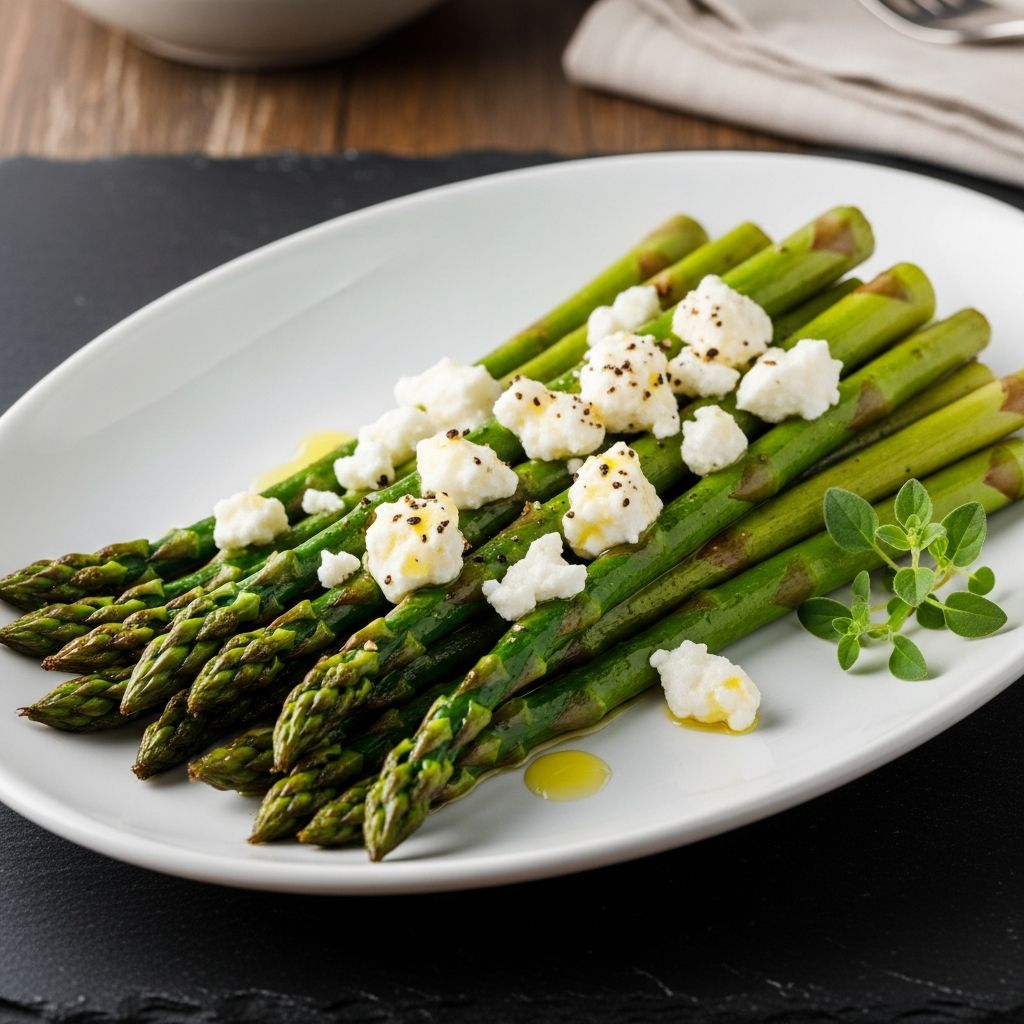 Broiled Asparagus With Goat Cheese: Quick 20-Minute Recipe Discover a simple yet elegant dish featuring tender broiled asparagus topped with creamy goat cheese for an unforgettable side.