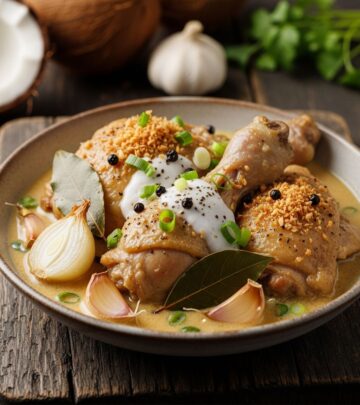 Discover the creamy twist on classic Filipino chicken adobo with coconut milk for a rich, tangy delight that's simple to make at home.