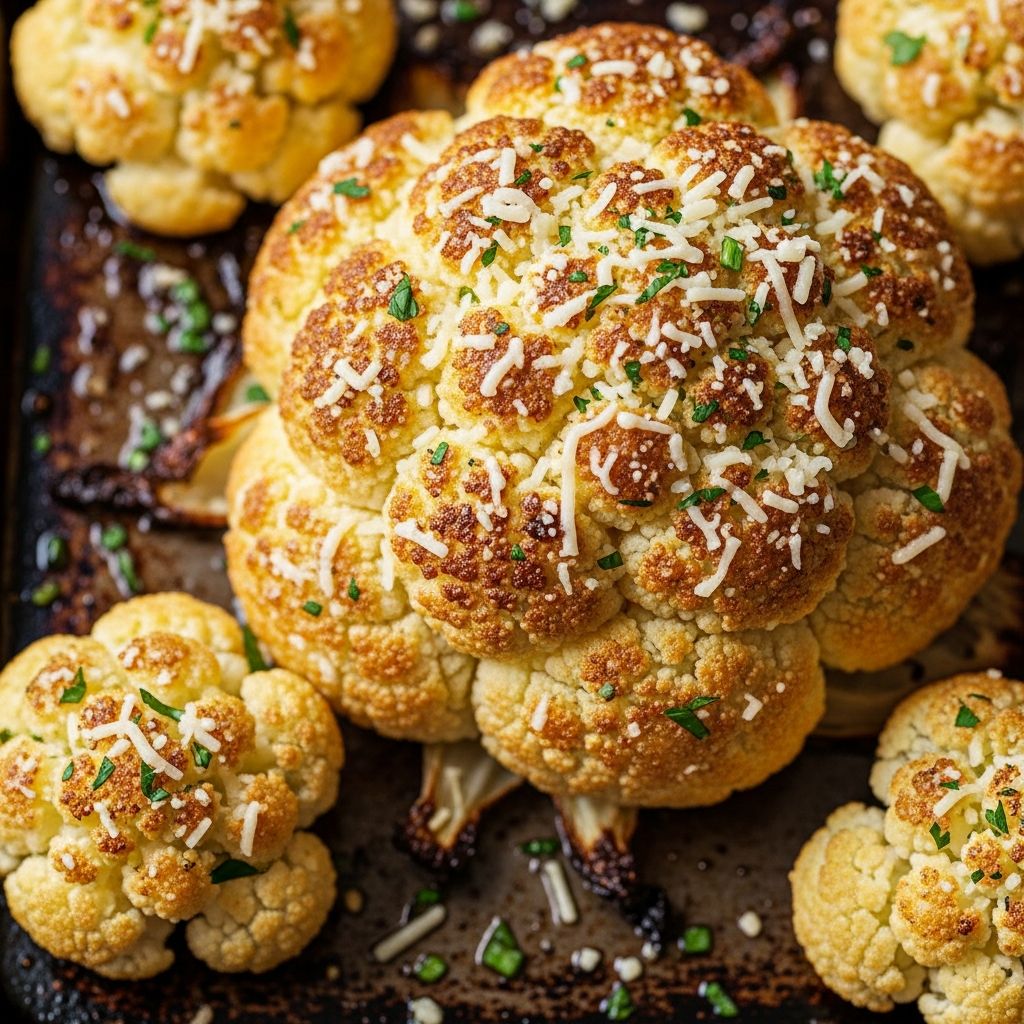 Crispy Parmesan Cauliflower Roast: 5-Step Oven Recipe Transform everyday cauliflower into a crispy, cheesy delight with this simple oven-roasted recipe perfect for weeknight sides or holiday feasts.