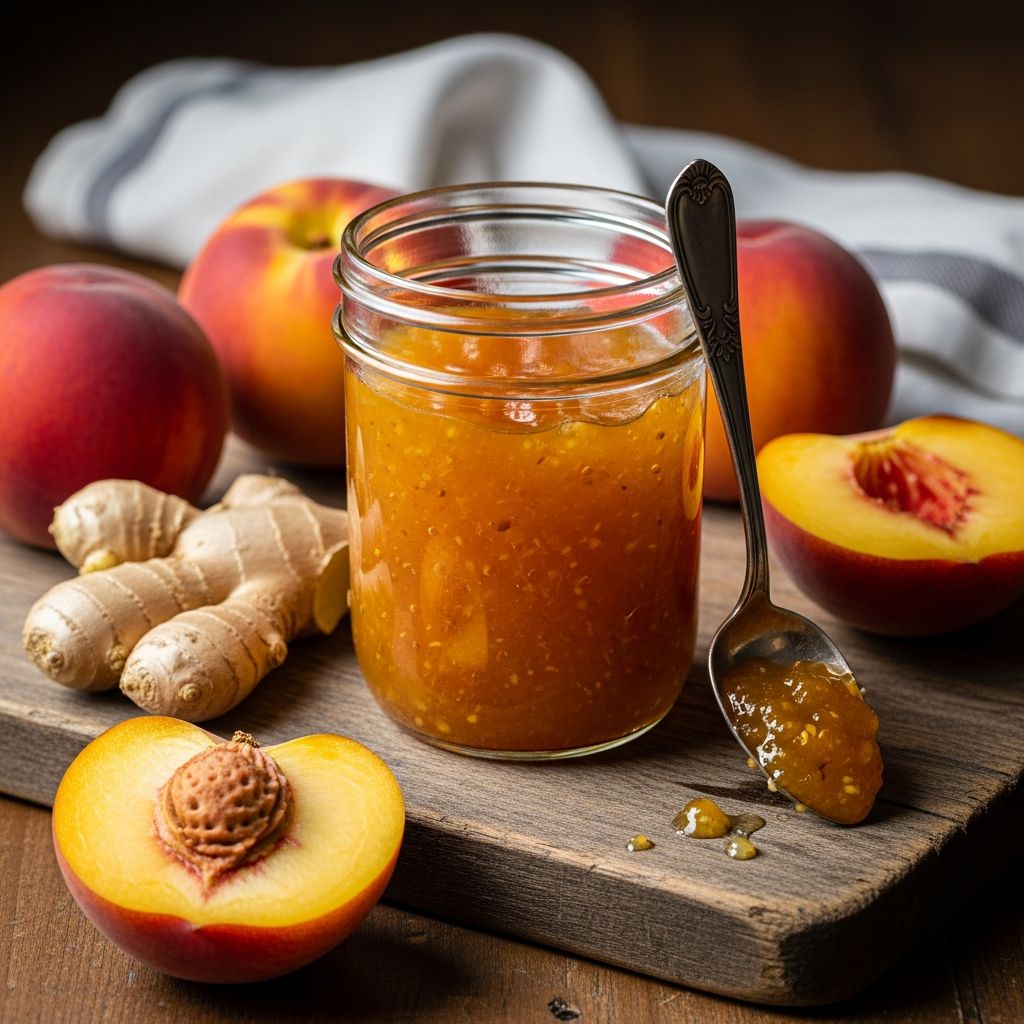 Transform summer peaches into a zesty, boozy ginger jam that's perfect for toast, cheese boards, or gifting to friends and family.