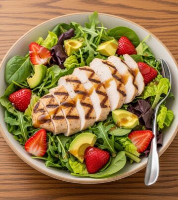Discover a vibrant summer salad blending juicy strawberries, creamy avocado, and tender grilled chicken for a healthy, flavorful meal.