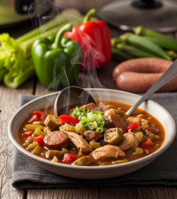 Discover a lighter take on classic gumbo using your slow cooker for effortless, flavorful meals packed with veggies and lean proteins.