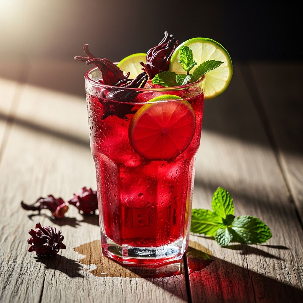 Master the art of brewing refreshing hibiscus iced tea, a Mexican favorite that's tart, sweet, and effortlessly simple to prepare at home.