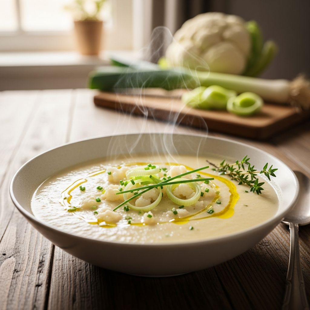 Keto Cauliflower Leek Soup: 6-Step Low-Carb Comfort Recipe Discover a creamy, comforting keto cauliflower leek soup that's low-carb, nutrient-dense, and ready in under 45 minutes for guilt-free indulgence.