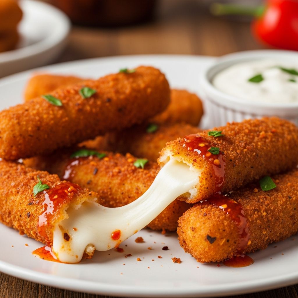 Nashville Hot Mozzarella Sticks: Restaurant-Quality Recipe Crispy, spicy cheese sticks with a smoky Nashville twist