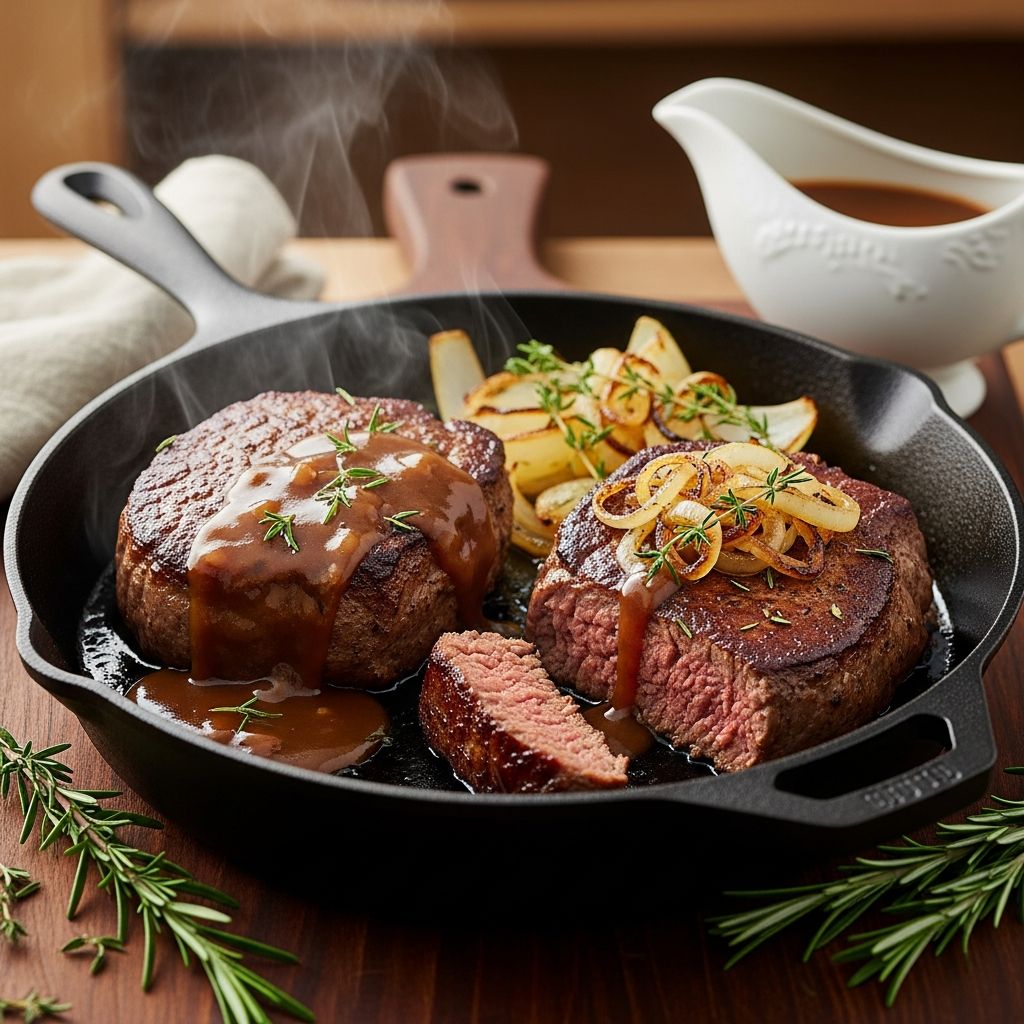 Master the art of tender cube steaks seared to perfection and topped with a rich, homemade pan gravy for an unbeatable comfort meal.