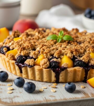 Master the art of a rustic summer dessert with juicy peaches, vibrant blueberries, and a buttery streusel topping that melts in your mouth.