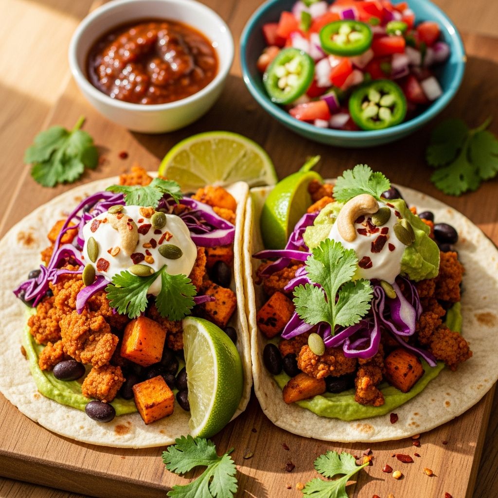 Master the art of making satisfying vegan tacos with diverse protein bases and fresh toppings.