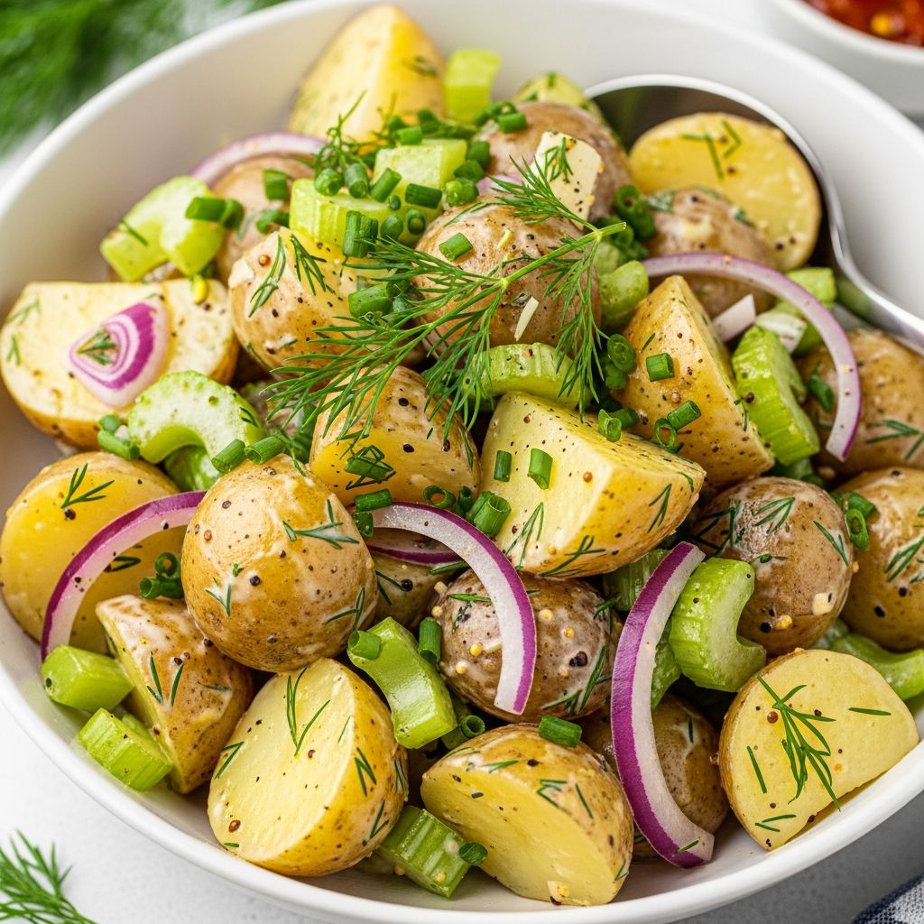 Master the art of pressure-cooked potato salad with eggs in under 30 minutes for perfect picnics and barbecues.