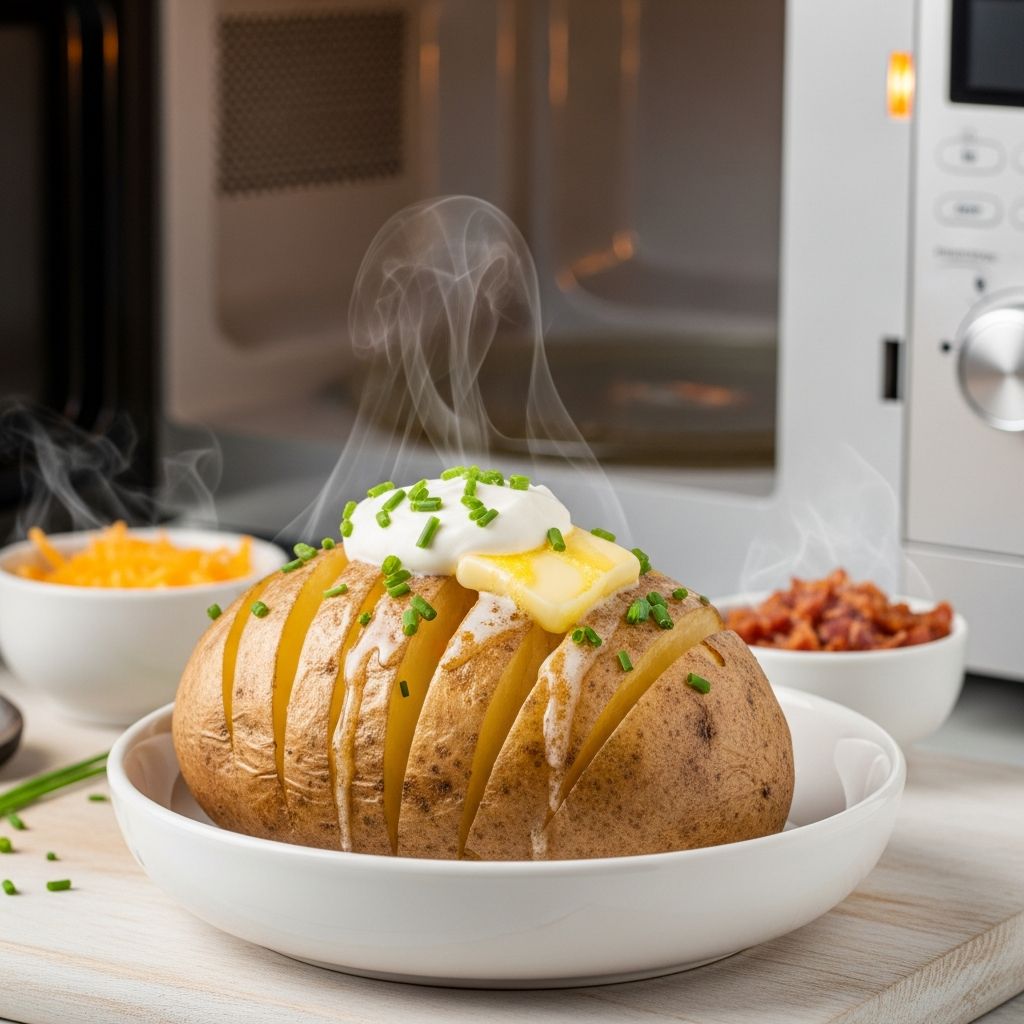Microwave Potato 5-8 Minute Method For Perfect Baked Potato Master the art of cooking fluffy baked potatoes using your microwave in under 10 minutes.