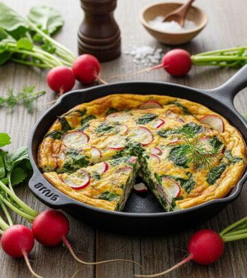 Master the art of creating a nutritious, elegant egg dish using radish greens