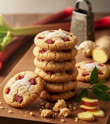 Discover the perfect balance of tart rhubarb, spicy ginger, and sweet cookie dough in these irresistible homemade treats that capture spring's essence.