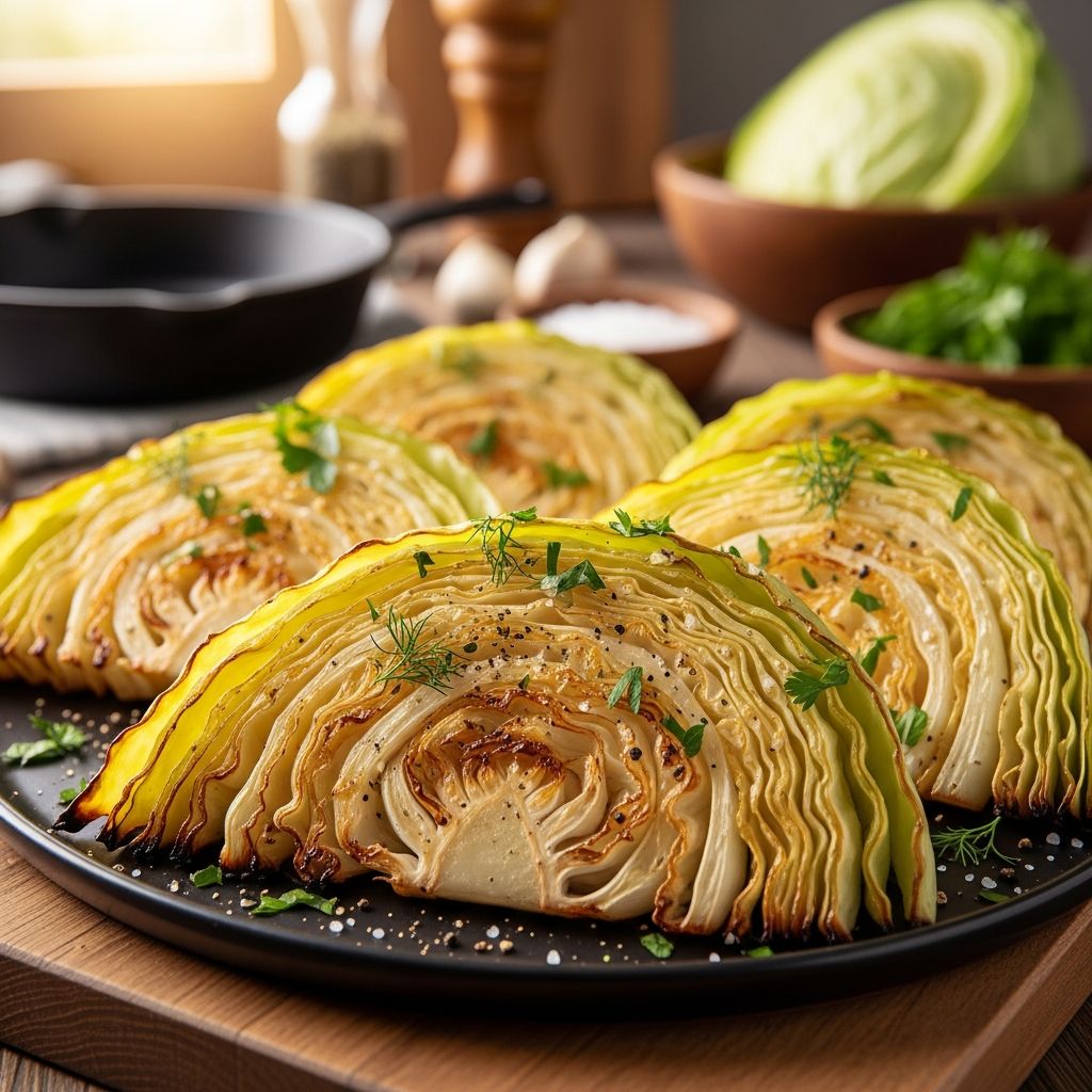 Roasted Cabbage Steaks: Easy 35-45 Minute Flavorful Recipe Transform humble cabbage into crispy, flavorful steaks with this simple oven-roasted recipe perfect for any meal.