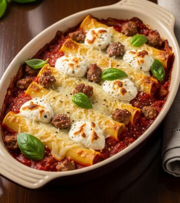 Discover the ultimate comfort food: a cheesy, sausage-filled cannelloni bake that's simpler than lasagna but just as indulgent for family dinners.