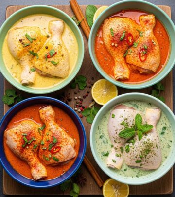 Transform ordinary chicken into flavorful, tender grilled perfection with this easy spiced yogurt marinade blending curry spices and tangy yogurt.