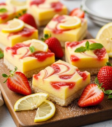 Bright, tangy strawberry lemon bars with a buttery crust—perfect for summer gatherings and refreshing treats any time.