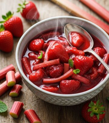 Discover the perfect balance of tart rhubarb and sweet strawberries in this versatile compote recipe, ideal for enhancing desserts and breakfasts alike.