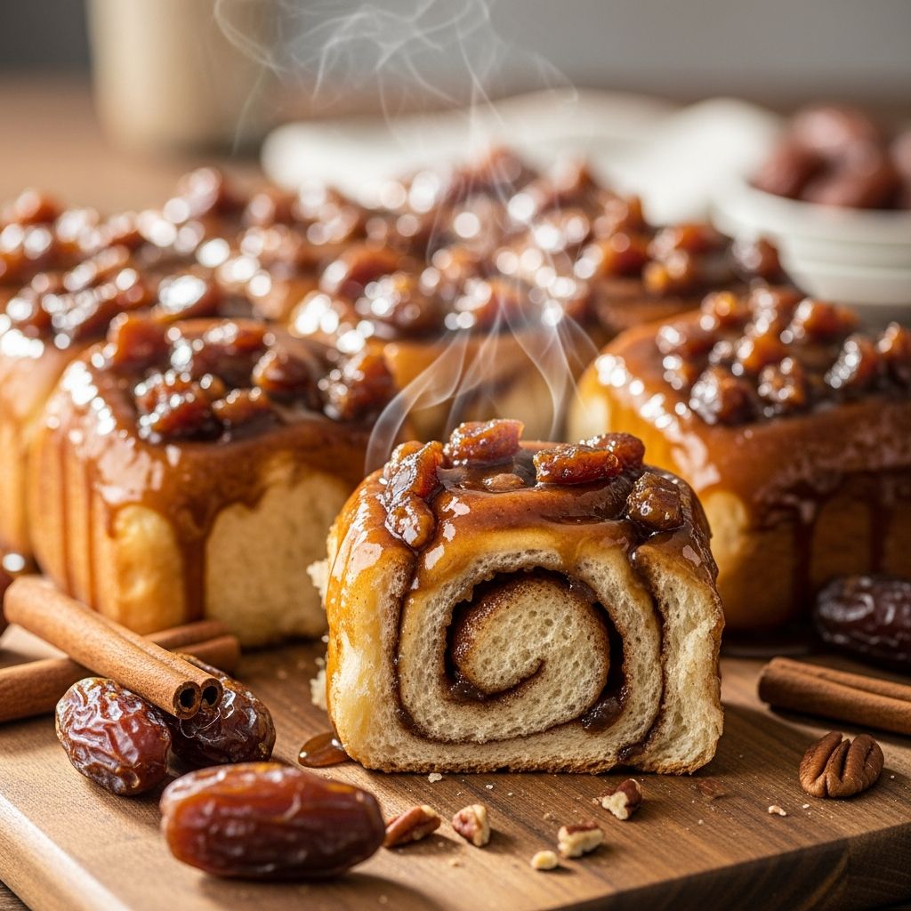Ultimate Cinnamon Date Sticky Buns Discover the irresistible fusion of sweet dates and warm cinnamon in fluffy homemade sticky buns topped with creamy glaze.