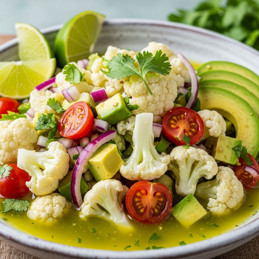 Discover a fresh, plant-based twist on classic ceviche using cauliflower for a zesty, healthy appetizer perfect for any gathering.
