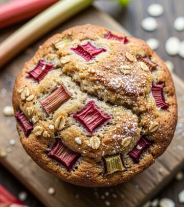 Discover wholesome vegan rhubarb bran muffins packed with fiber, tangy fruit, and natural sweetness for a guilt-free treat.