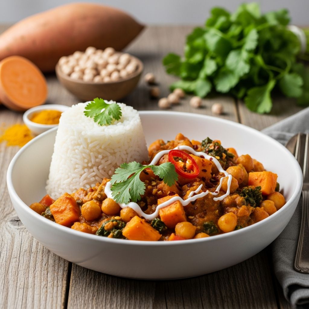 Discover a creamy, one-pot vegan curry packed with sweet potatoes, chickpeas, and bold spices for effortless weeknight comfort.