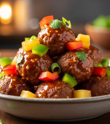 Discover plant-based meatballs in a tangy sweet and sour sauce with pineapple and veggies for a satisfying meat-free meal.