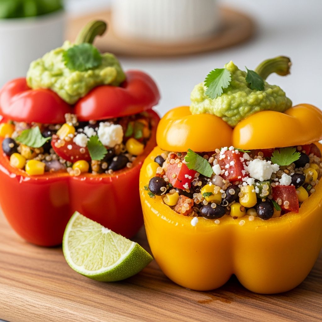 Discover flavorful, plant-powered Mexican stuffed peppers packed with beans, rice, and bold spices for a hearty meat-free meal.