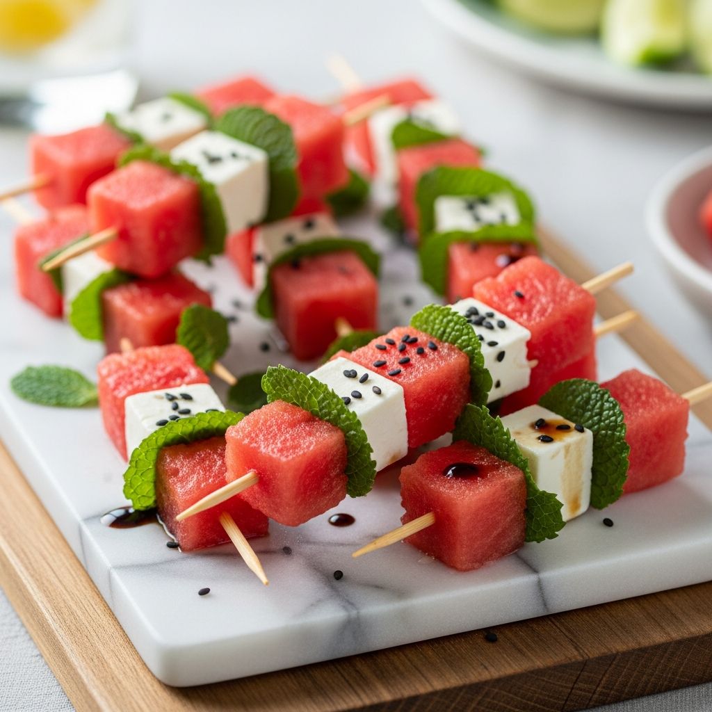 Refreshing summer bites blending sweet watermelon, salty feta, and fresh herbs for effortless entertaining.