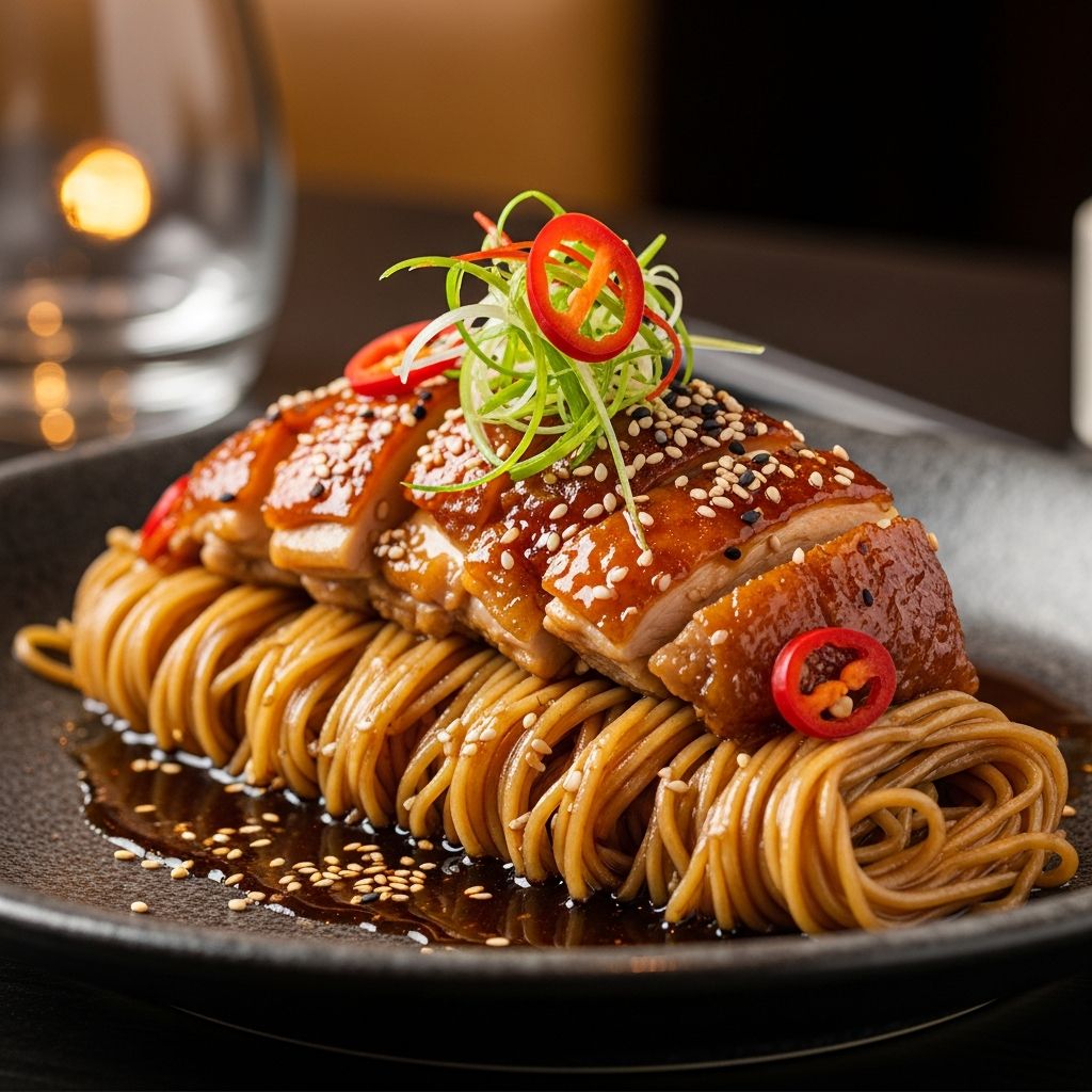Discover the indulgent flavors of Tang Dynasty-inspired chicken paired with hand-pulled longevity noodles from Xi'an's culinary heritage.